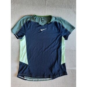 Nike Dri Fit Slim Fit Men's Athletic T Shirt Short Sleeve Blue Green Medium Vent